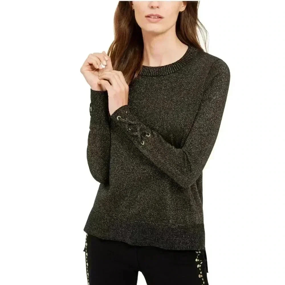 Michael Kors Womens Black Metallic Sweater,‎ Medium